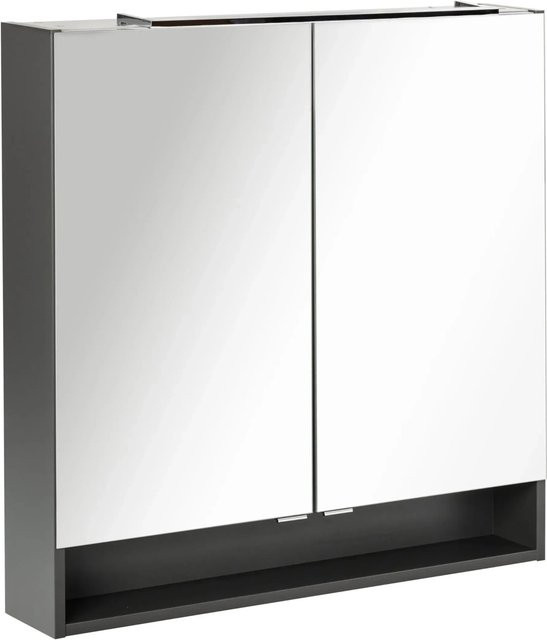 Fackelmann Spiegelschrank Luna in Anthrazit mit LED-Beleuchtung und Softclose-Türen, B/H/T: 80 x 79,8 x 15,3 cm - Bild 1