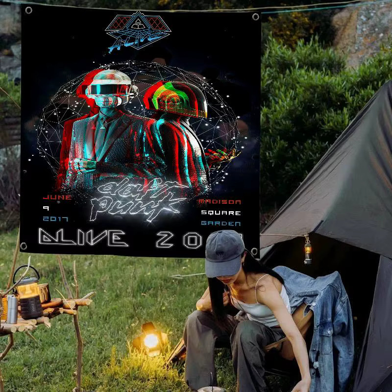 Potdemiel Vintage Banner Around The World Daft Punk Campingdekoration Mehrfarbig B: 50 cm, H: 50 cm - Bild 5