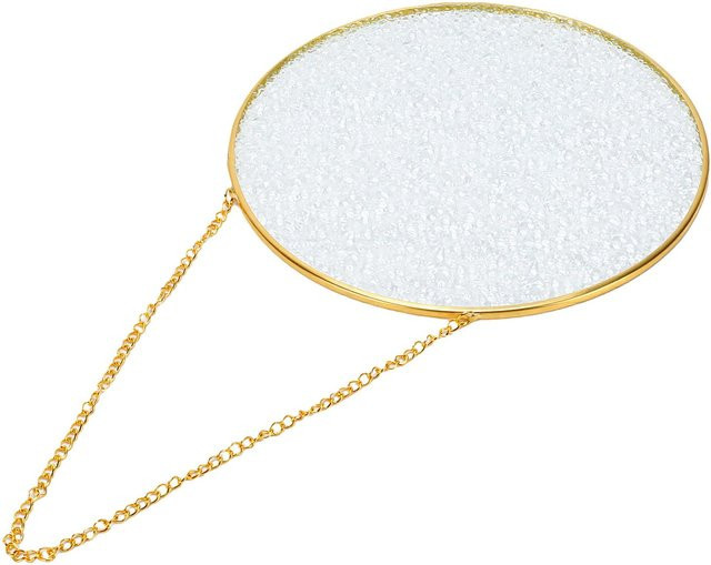 Fishine Runder Glas-Dekoranhänger zum Bemalen, DIY Sonnenfänger mit Aufhängekette für Fenster und Garten, Gold und Transparent, B/T/H: 20 x 20 x 3 cm - Bild 1