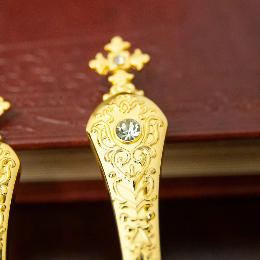 HTISOK Metallmesser für orthodoxe religiöse Rituale in Gold und Weiß mit dekorativen Mustern - Bild 3