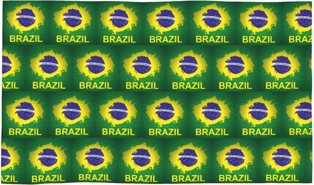Saugfähiges Brasilien Fahne Gesichtstuch aus Baumwolle, weiß, B: 40 cm, H: 60 cm - Bild 1