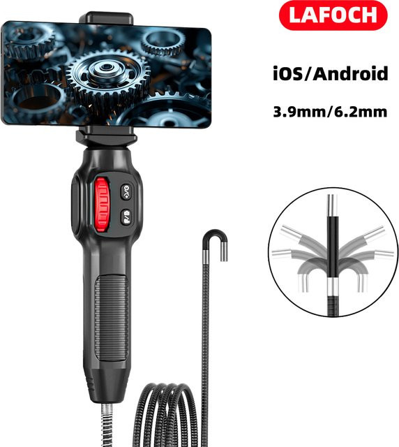 LAFOCH Gelenk-Endoskop Kamera mit 360 Grad Rotation und Licht, wasserdichte Sonde für Android und iOS, Schwarz - Bild 1
