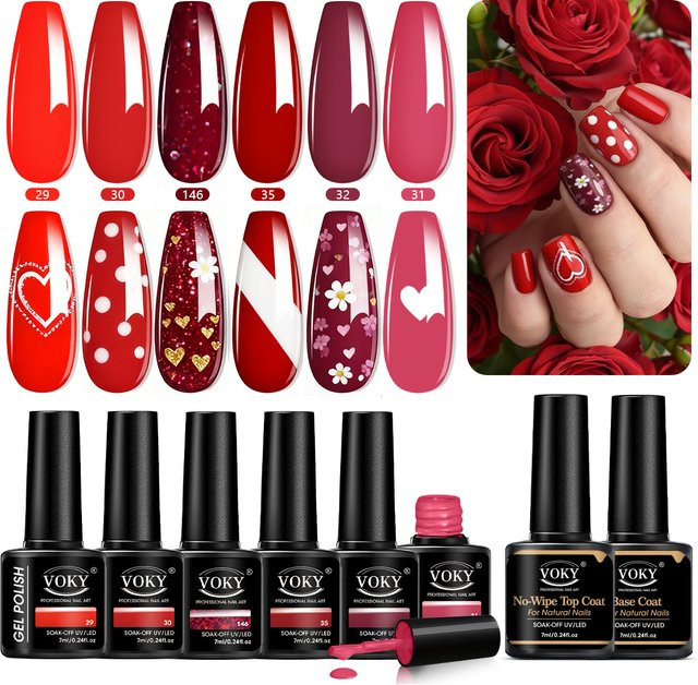 VOKY Nagellack-Set, 8-teilig, rot, glänzend - Bild 1