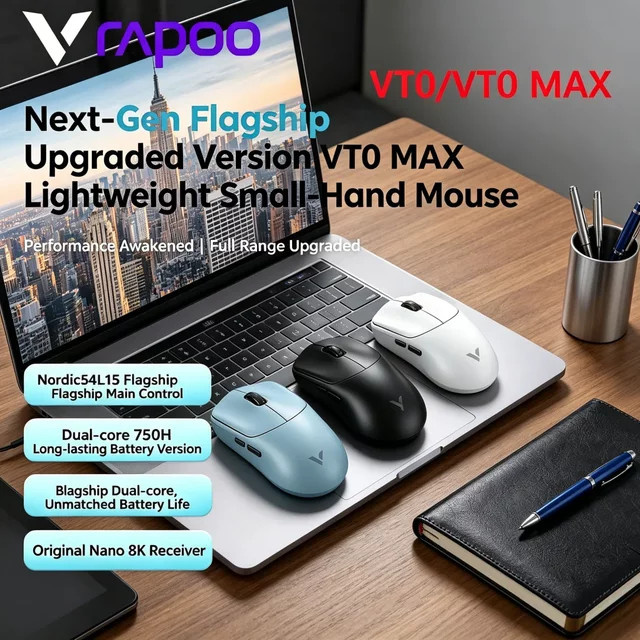 Rapoo VT0 MAX Kabellose Gaming-Maus in Schwarz mit PAW3950 PAW3398 Nordic54L15 Chip und Dual 8KHz 45000DPI - Bild 1