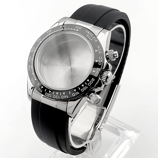 Uhrenzubehör, 39,3 mm Metallgehäuse, Kautschukarmband, Saphirglas, Silber, Roségold, Schwarz, Unisex - Bild 1