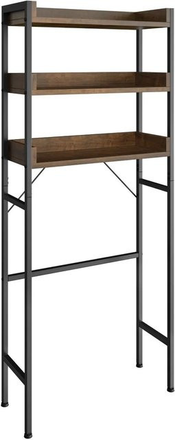 tectake Badezimmerregal Seattle Industrial Style mit 3 Ablagen aus Stahl und MDF, Farbe Braun, B/T/H: 67 x 25 x 165,5 cm - Bild 2