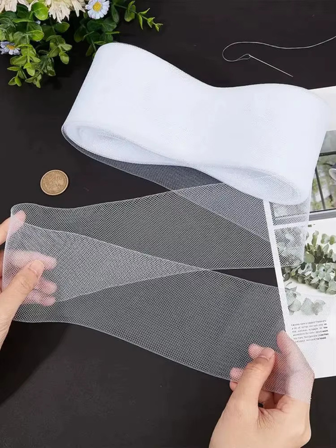 Weißes Rosshaargeflecht aus Polyester zum Nähen und Basteln für Hüte und Fascinator - Bild 6