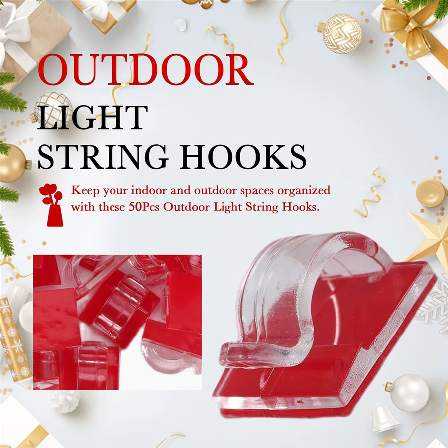 Supernew Haken für Lichterketten im Freien, 50er-Pack transparente Clips mit wasserdichter Kleberückseite - Bild 5
