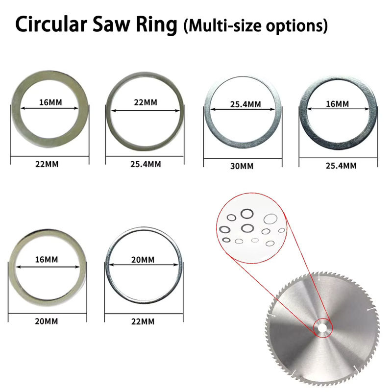 Vibratite 10er Set Kreissäge Reduzierungsringe zur Umwandlung für Holzbearbeitung, Durchmesser: 16 mm, 20 mm, 22 mm, 25,4 mm, 30 mm und 32 mm - Bild 2