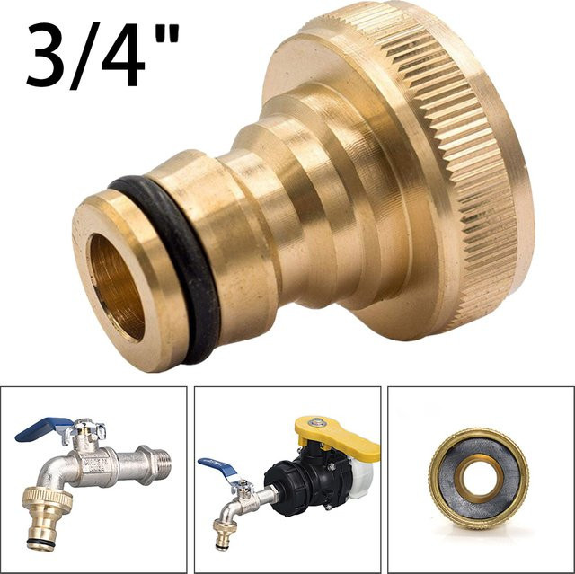 Vibratite Wasserhahnanschluss mit Schnellverschluss 3/4 Zoll auf 1/2 Zoll Wasserschlauchadapter in Gold mit Gummiring zur Bewässerung - Bild 1