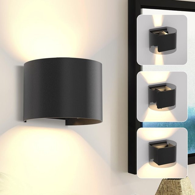LED Up Down Wandleuchte Schwarz IP65 Wasserdicht mit 5W Warmweiß 3000K für Außen und Innen - Bild 1