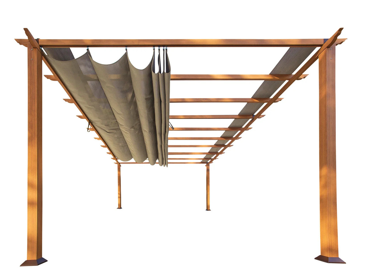 Paragon Outdoor Aluminium Pergola Florenz Pavillon mit ausziehbarem Sonnensegel in Braun, B/T/H: 505 x 350 x 236 cm - Bild 2