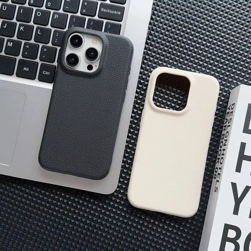 EHUIDE Lederstruktur-Hülle für iPhone in Weiß, stoßfestes und rutschfestes Candy Soft Cover - Bild 2