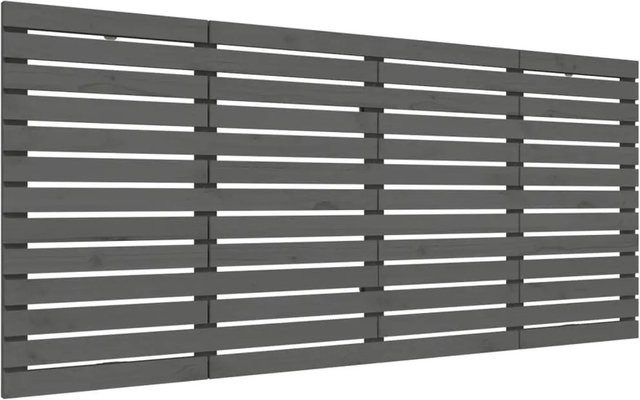 vidaXL Wand-Kopfteil aus massivem Kiefernholz in Grau mit rustikaler Optik, B: 206 cm, H: 91,5 cm, T: 3 cm - Bild 1