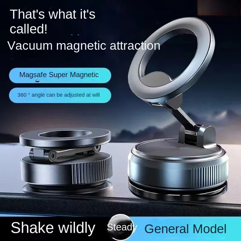 VIKEFON Magnetischer Autotelefonhalter in Schwarz mit faltbarem Design und 360 Grad Verstellbarkeit sowie Vakuumhalterung für iPhone 17, 16, 15 und andere Smartphones - Bild 4