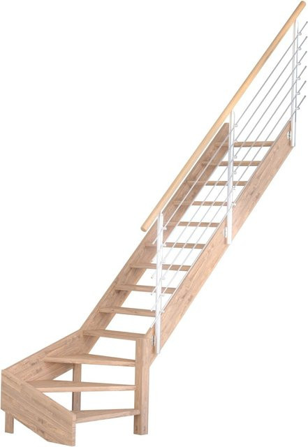 StarWood Treppe Mykonos Pro Eiche Gew. R 90 cm mit Design-Geländer aus Edelstahl in Braun - Bild 1