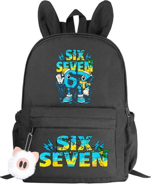 3-teiliges Schulrucksack-Set aus Oxford-Stoff in Schwarz mit Schultasche, Schultergurt und Federmäppchen - Bild 1