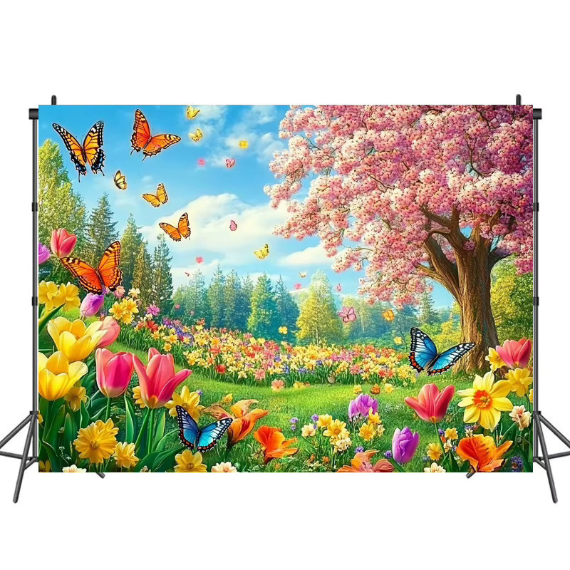 VIKAMA Wandteppich mit Cartoon-Frühlings- und Oster-Illustration in Mehrfarbig - Bild 3