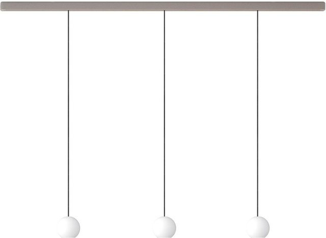 KOMOT KOS Trio S LED-Pendelleuchte-Schiene mit mundgeblasenem Opalglas in Nickel matt und Schwarz, Tunable White 2200K - 4200K, Länge: 200 cm - Bild 1