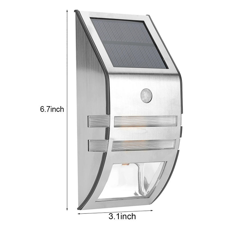 GoolRC Solarbetriebene LED Wandleuchte mit PIR-Bewegungsmelder in Silber und Reinweiß für Garten, Balkon und Außenbereich - Bild 7