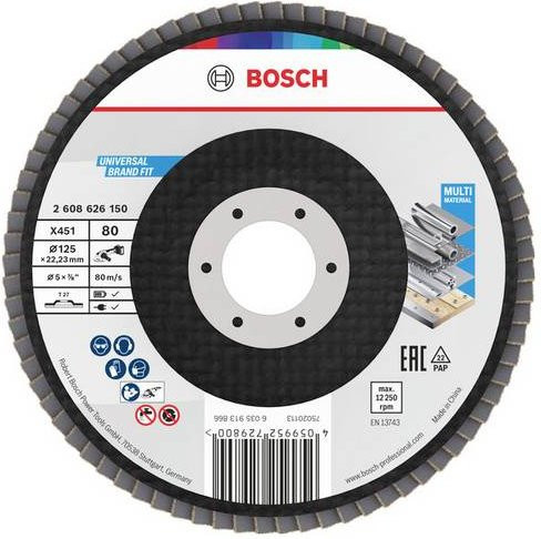 Bosch Fächerschleifscheibe für Metall und Kunststoff, Durchmesser: 125 mm - Bild 1