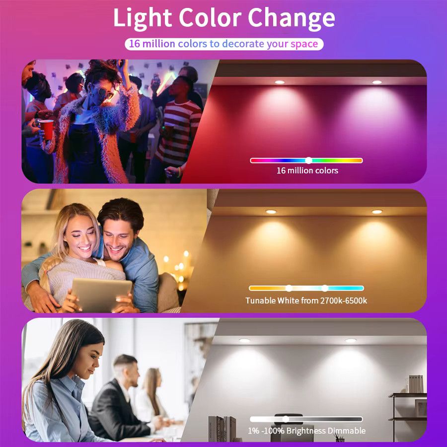 GGBEE Smart LED Einbaustrahler mit Wifi und Bluetooth, dimmbar, kompatibel mit Alexa und Google Assistant, 5W, Einbaumaß: 75-105 mm - Bild 3