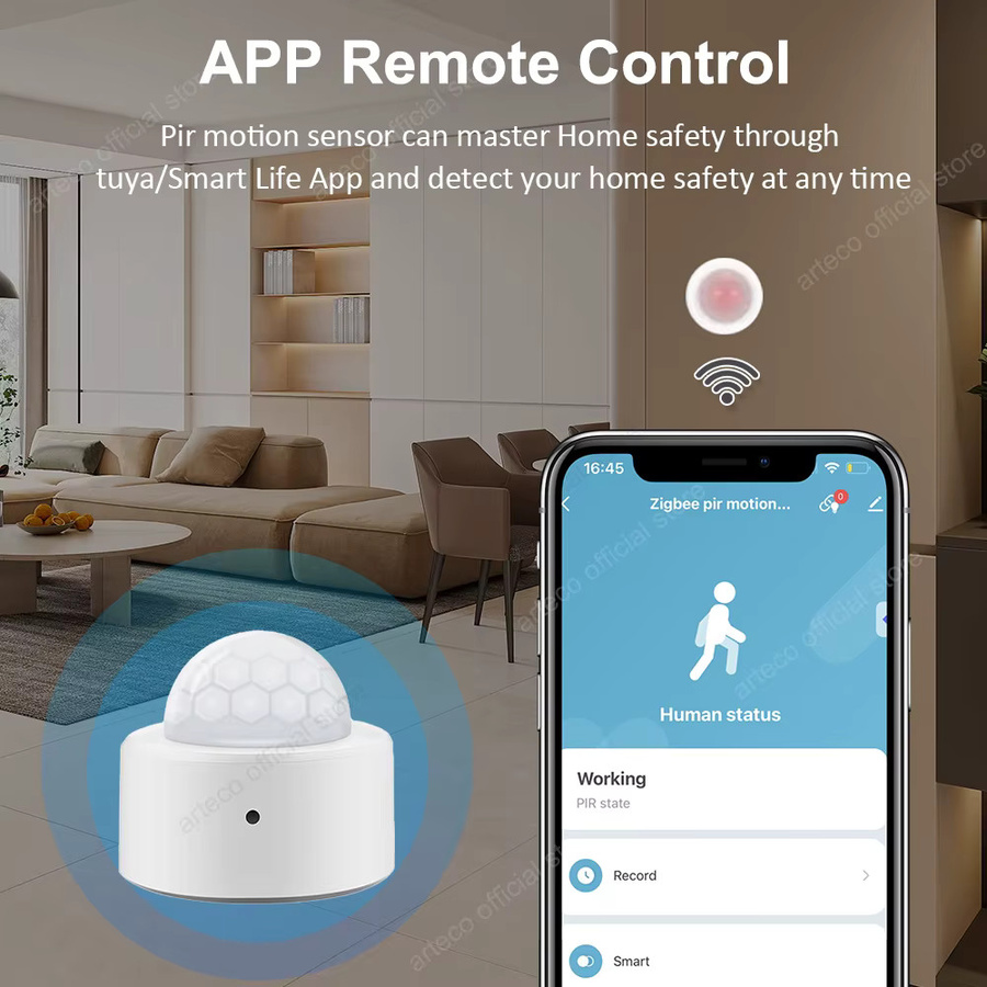 Tuya Zigbee PIR Bewegungsmelder Smart Home Infrarot Sensor in Weiß für Home Assistant und Zigbee2MQTT - Bild 2