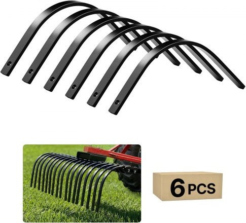 VEVOR Ersatz-Rechenzinken Set aus Stahl in Schwarz, 6er Pack mit 1 Zoll x 5/16 Zoll Bolzenmontage für Landschaftsrechen und Kiesrechen - Bild 1