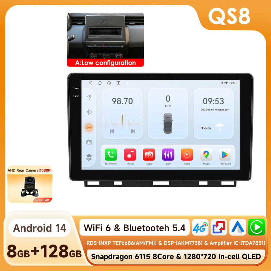 OSSURET Doppel-DIN Autoradio mit 9 Zoll Touchscreen für Renault Clio 5 2019-2021, kabelloses CarPlay und Android Auto, Bluetooth, Qualcomm Snapdragon, Schwarz - Bild 8
