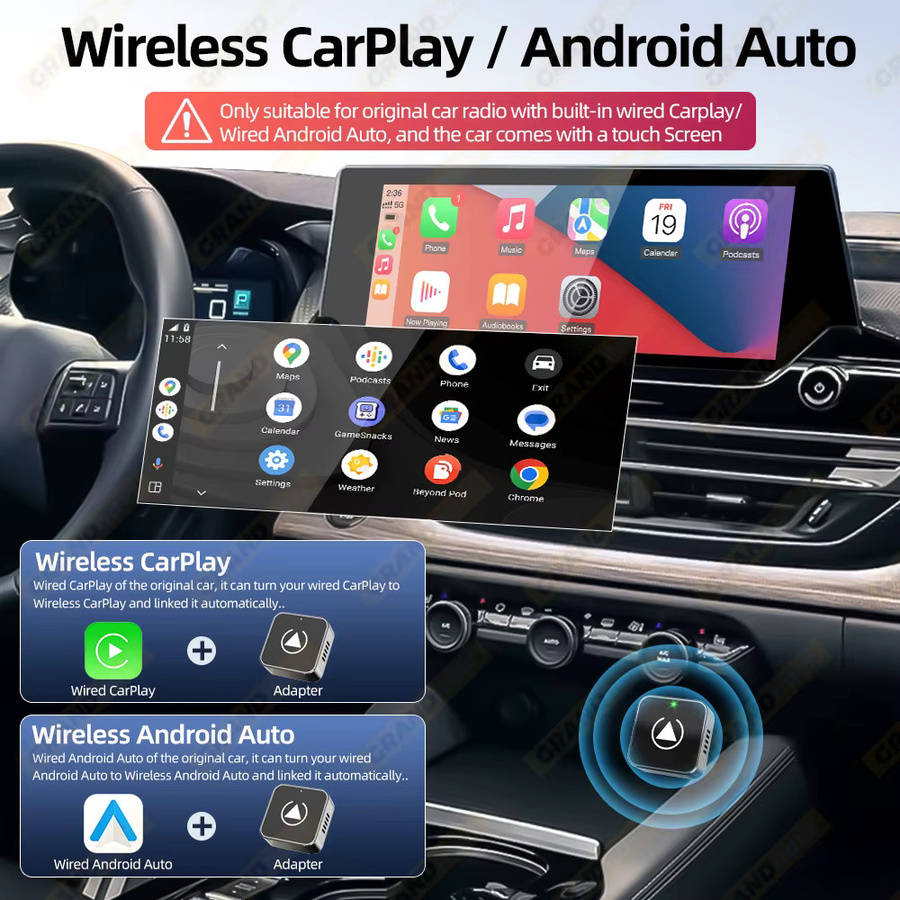Grandnavi Drahtloser CarPlay und Android Auto Adapter USB Dongle Smart Mini Box in Schwarz für Ford, Benz, VW, Toyota, Nissan und Honda - Bild 3