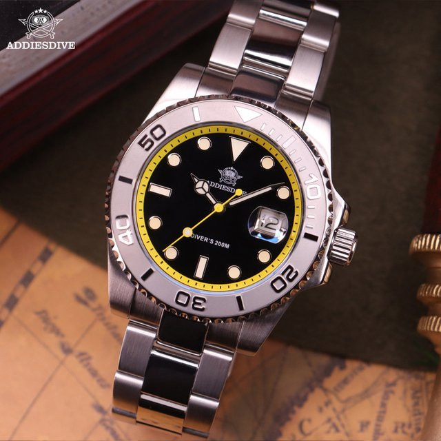 ADDIESDIVE Armbanduhr, Quarz, Edelstahl, 20 ATM, Herren, Schwarz - Bild 1
