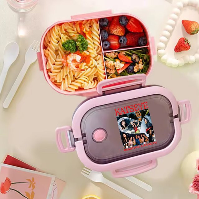 Katseye Doppelschichtige Lunchbox für Mädchen in Pink mit großer Kapazität von Potdemiel - Bild 1