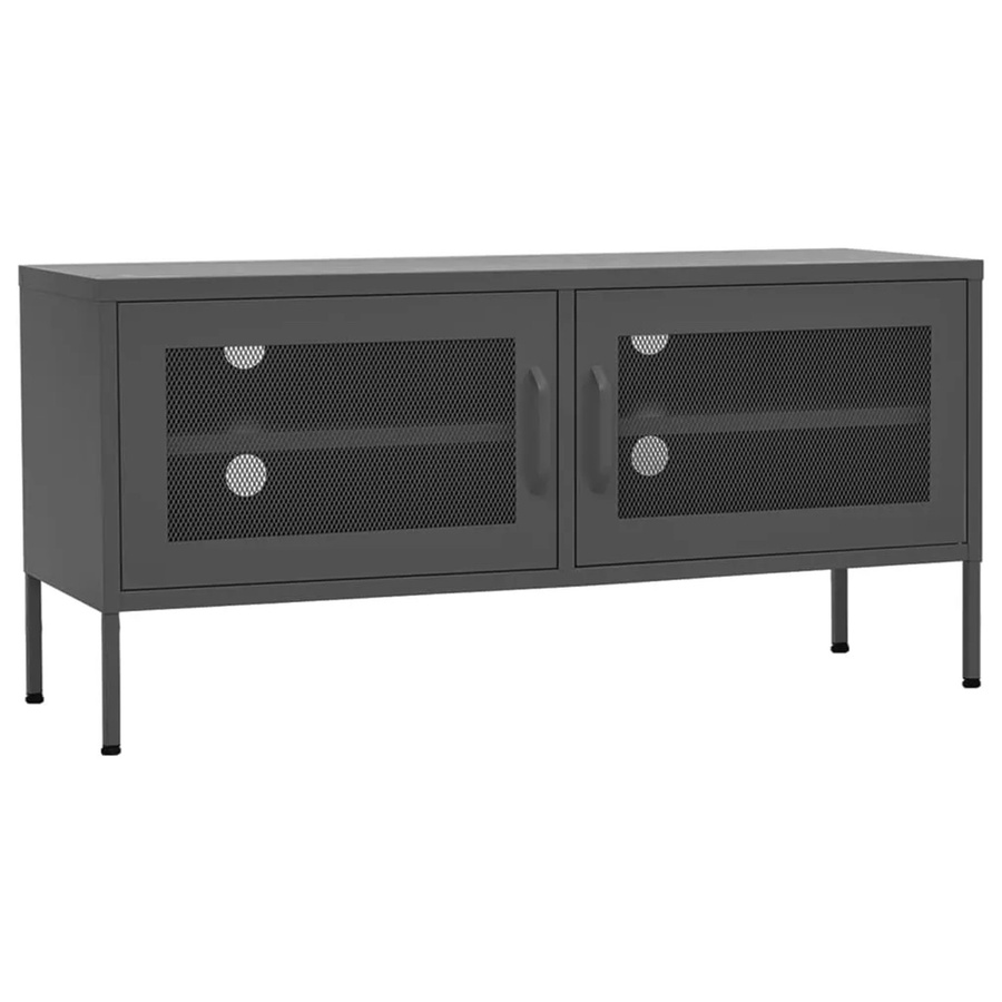 vidaXL TV-Schrank im Industrial Design aus Metall, Anthrazit, B/T/H: 105 x 35 x 50 cm - Bild 2