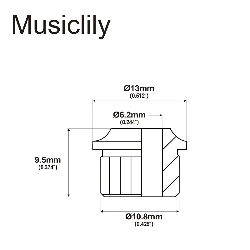Musiclily Pro Gitarrenstimmmechanik Adapter Set, 6 Stück, Farbe: Silber, 6mm bis 10mm Umwandlungsbuchsen für Vintage und moderne Tuner - Bild 1