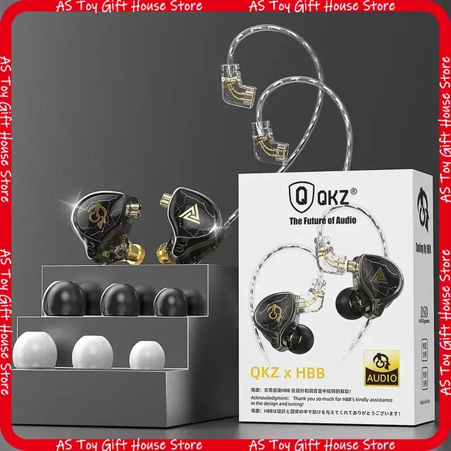 QKZ X HBB In-Ear-Kopfhörer mit Kabel in Schwarz mit HiFi-Stereo-Sound, Titan-Membran und Mikrofon für Musik und Gaming - Bild 1