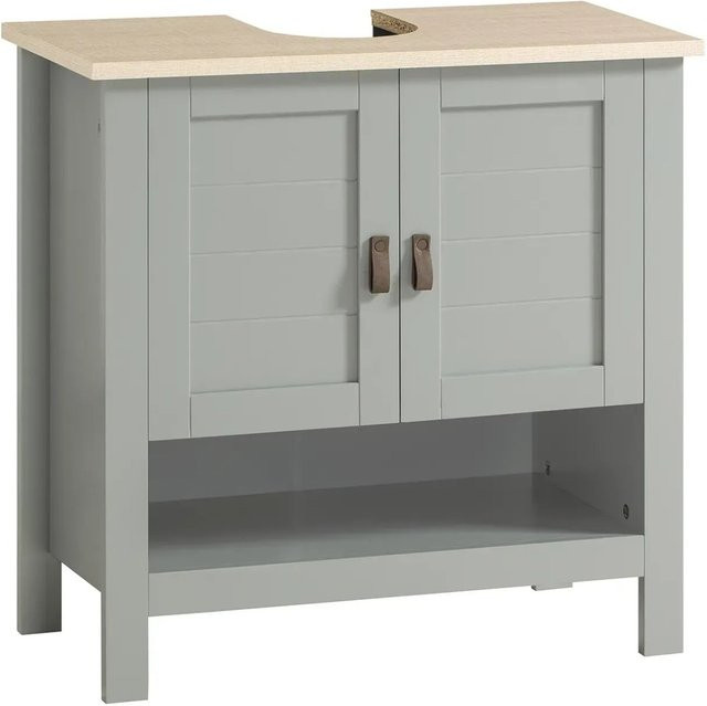 SoBuy Waschbeckenunterschrank Badschrank mit 2 Türen und 1 Fach in Grau, B/T/H: 60 x 60 x 30 cm - Bild 1