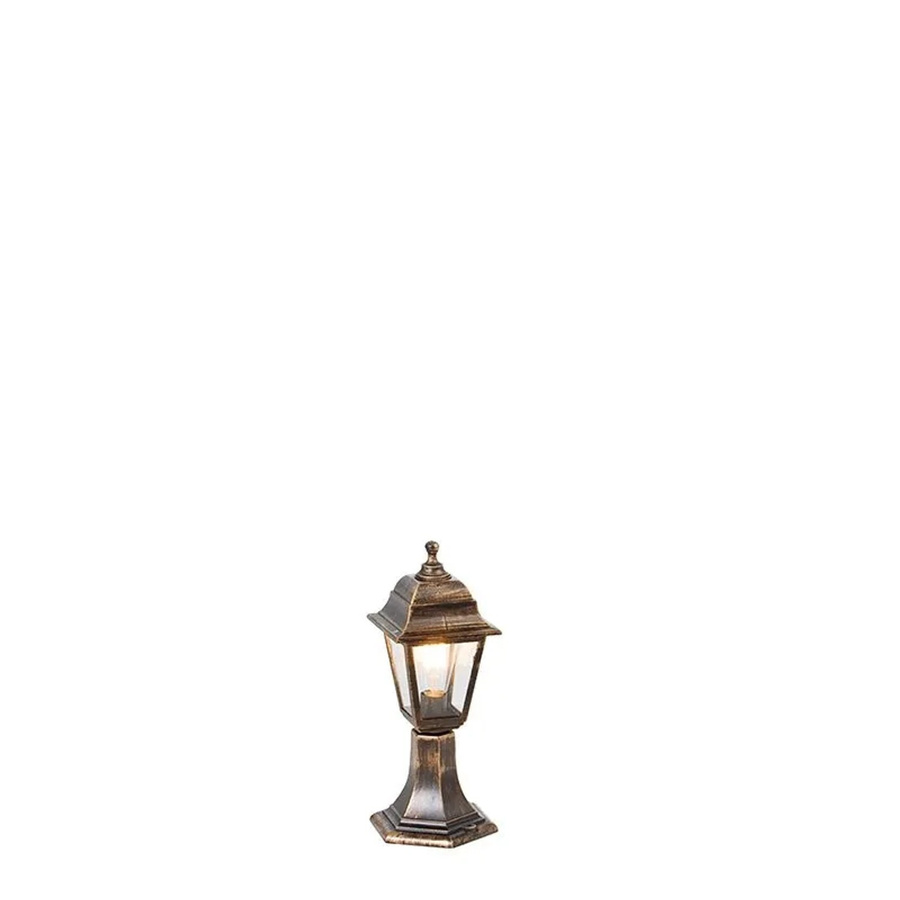 QAZQA Klassische Außenleuchte Poller in Gold, IP44 wetterfeste Gartenleuchte für Terrasse und Haustür, E27, Höhe: 44 cm - Bild 2