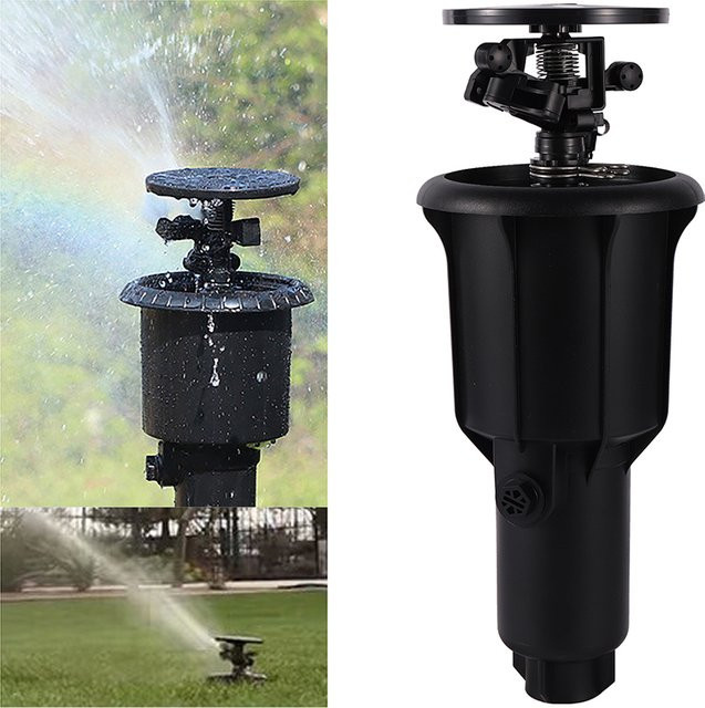 Adhere To Fly Pop-up Spritzkopf 1/2 Zoll für die automatische Gartenbewässerung, rotierender Rasensprenger in Schwarz - Bild 1