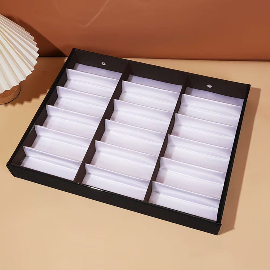 Etmakit 18-teiliges Brillen-Display und Aufbewahrungsset in Schwarz für Sonnenbrillen, Brillen und Schutzbrillen mit staubdichten Hüllen und Schmuckbehältern - Bild 2