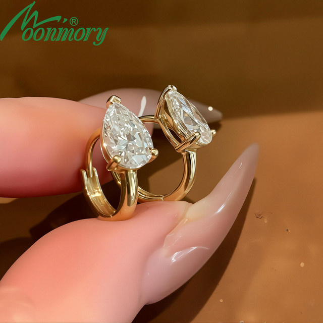 Moonmory Creolen, Messing, 18 Karat vergoldet, Zirkonia, Damen - Bild 1