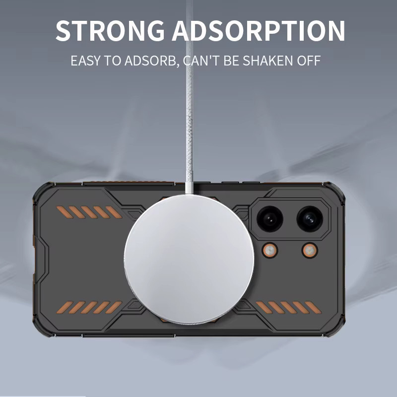 Wärmeableitende magnetische kabellose Panzer-Schutzhülle für Xiaomi Poco X8 Pro Max und X8Pro in Schwarz mit Kunststoffabdeckung an den vier Ecken - Bild 4