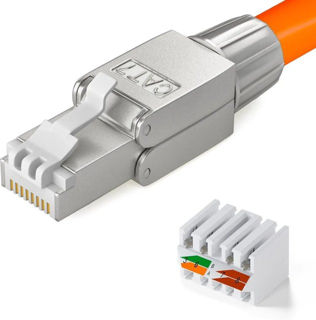 hb-digital Netzwerkstecker CAT7 RJ45 LSA STP in Silber aus Zinklegierung für Ethernet/LAN - Bild 1