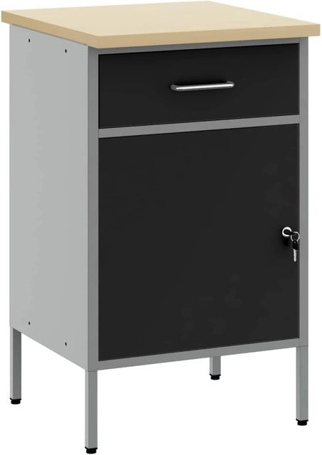 vidaXL Werkbank mit Schubladen in Schwarz und Grau, B/T/H: 50 x 55 x 85 cm - Bild 1