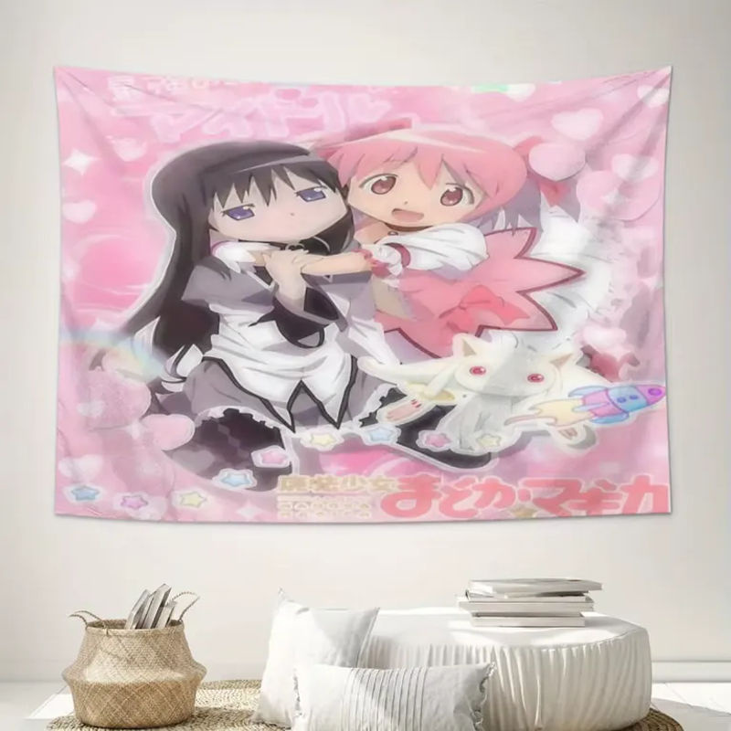 VIKAMA Anime Wandteppich Magisches Mädchen in Rosa, Rechteckiger Textildruck für Mädchenzimmer und Wohnheim-Dekoration, B/H: 60 x 40 cm - Bild 2