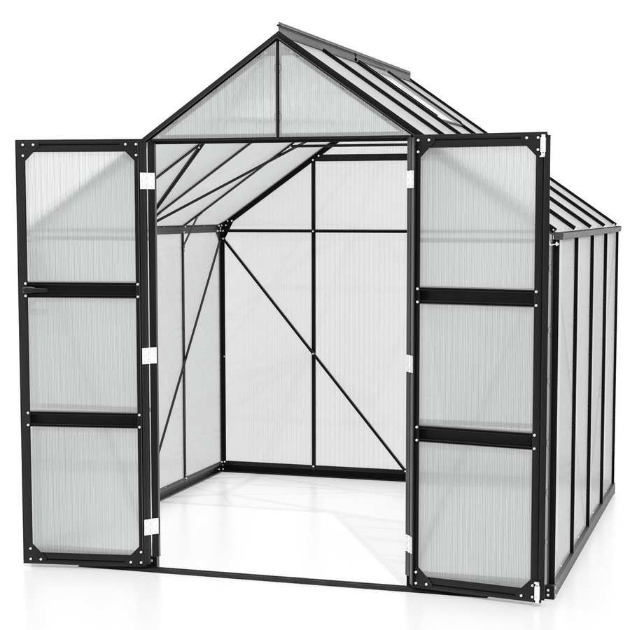 Vitavia Gewächshaus Domus 6700 in Schwarz mit Polycarbonat-Platten und Aluminiumrahmen, 6,7 m² - Bild 3