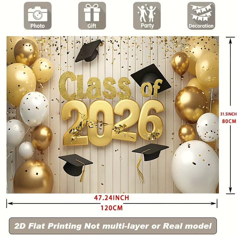 VIKAMA Fotohintergrund Wanddekoration für die Abschlussfeier 2026 mit glamourösem Design - Bild 2