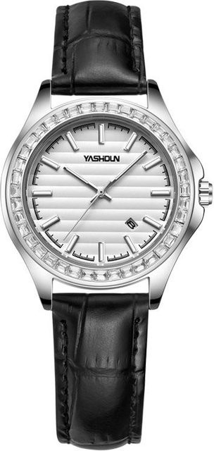 YIRAN Jewelry Armbanduhr, Quarz, Edelstahl, Leder, Silber, Unisex - Bild 1