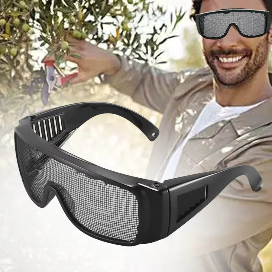 Schlagfeste Sicherheitsbrille aus Edelstahl und Metallgeflecht in Schwarz mit klarem Glas - Bild 3