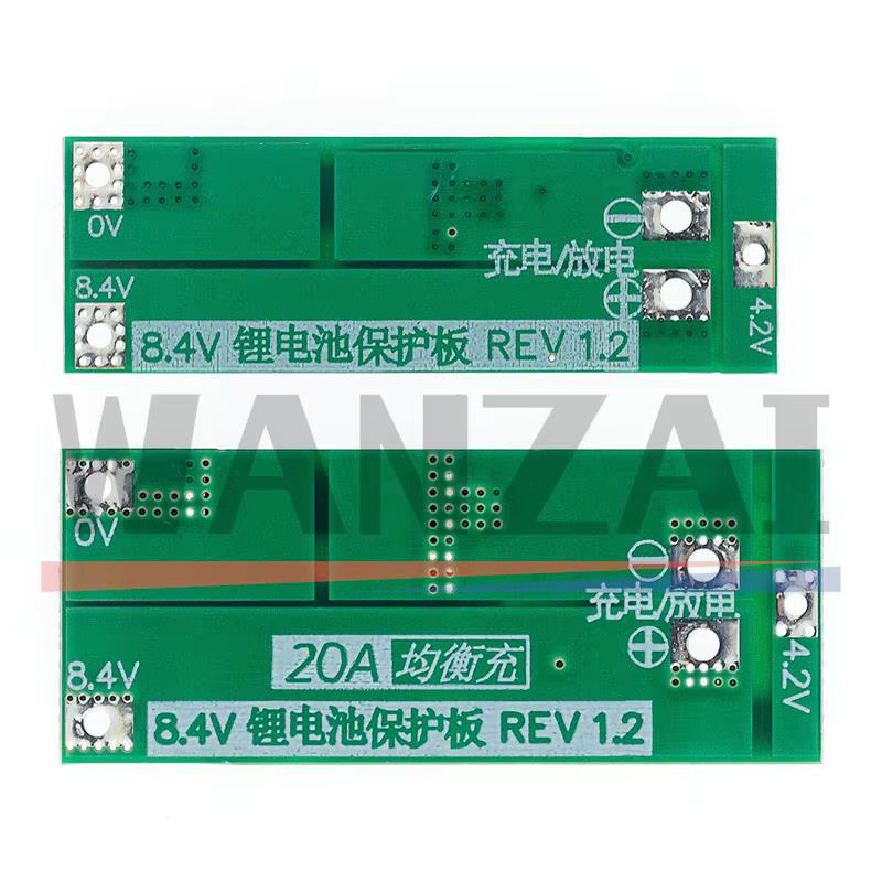 Bolantedz BMS-Platine für 2S 18650 Lithium-Batterien, 20A, 7,4 V - 8,4 V, Standard/Balance, Grün - Bild 1