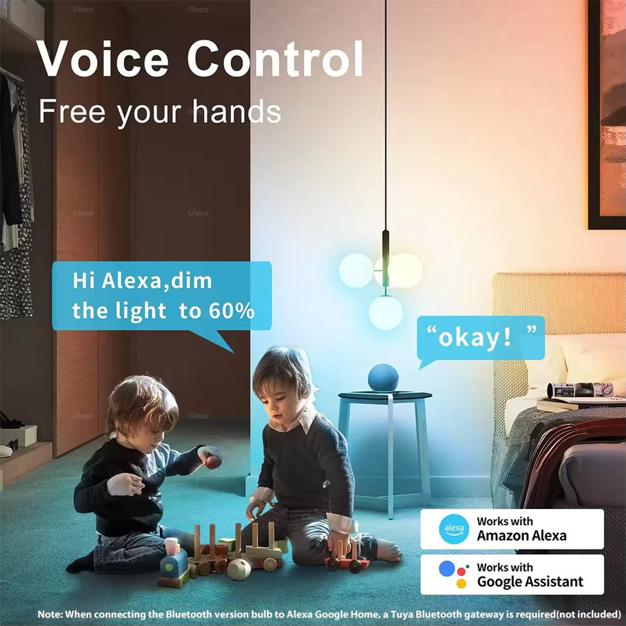 Tuya Smart LED Glühbirne RGBCW mit WiFi und Bluetooth, kompatibel mit Alexa und Google Assistant, Multicolour - Bild 3
